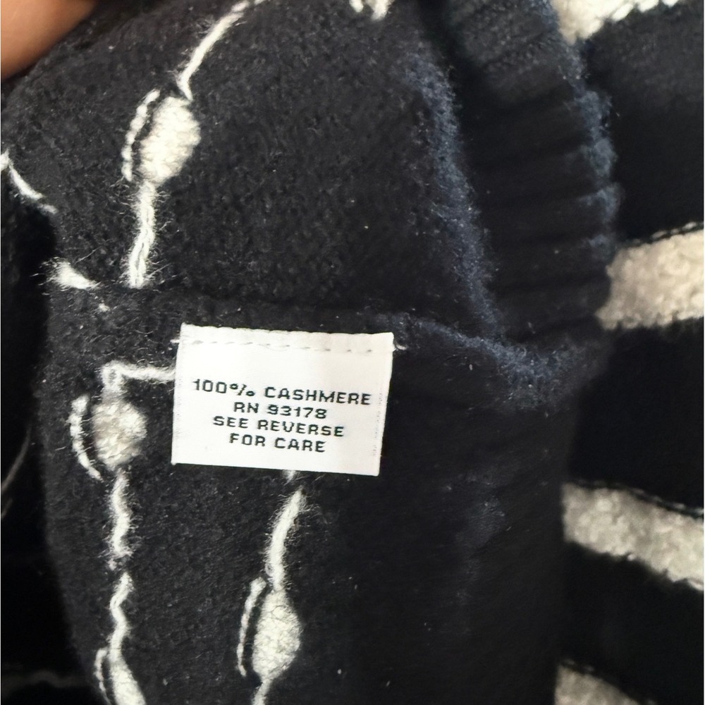 The Cashmere Project Black White Polka Dot Striped 100% Cashmere Sweater Medium - Picture 5 of 5